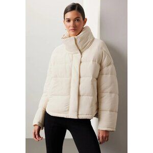 Elegant Cream Puffer Jacket for Women